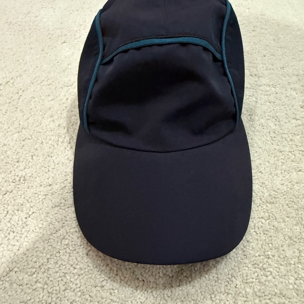 HERMES AUTHENTIC BLACK / BLUE TRIM NEVADA CAP - NEW W/TAGS